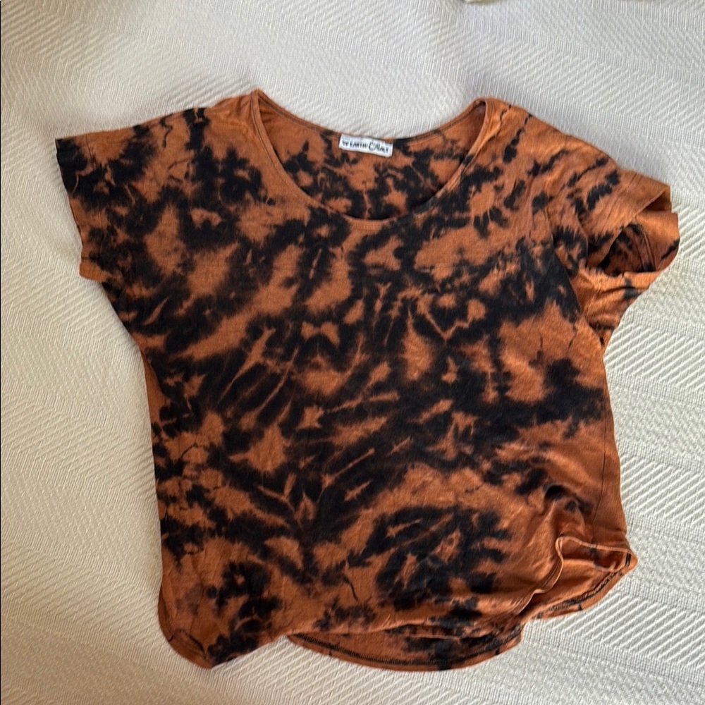 linen of earth and salt Tie-Dye Short Sleeve Tee in Rust and Black
